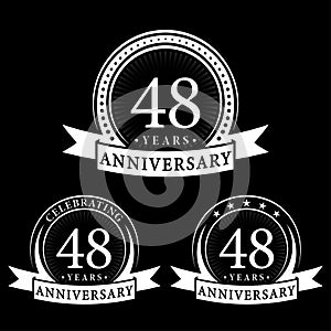 48 years anniversary celebration logotype. 48th anniversary logo collection. Set of anniversary design template.