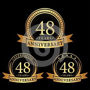 48 years anniversary celebration logotype. 48th anniversary logo collection. Set of anniversary design template.