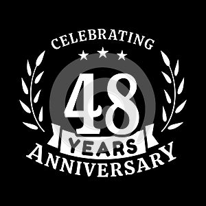 48 years anniversary celebration logotype. 48th anniversary logo. Vector and illustration.