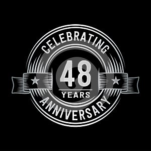 48 years anniversary celebration logotype. 48th years logo. Vector and illustration.