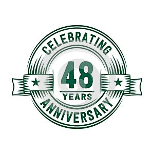 48 years anniversary celebration logotype. 48th years logo. Vector and illustration.