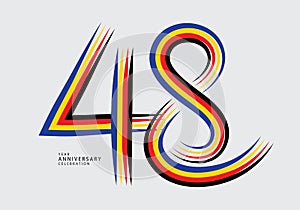48 years anniversary celebration logotype colorful line vector, 48th birthday logo, 48 number, Banner template, vector design