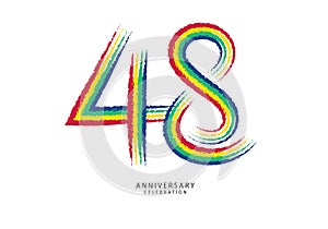 48 years anniversary celebration logotype colorful line vector, 48th birthday logo, 48 number design, anniversary template,