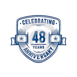 48 years anniversary celebration shield design template. 48th anniversary logo. Vector and illustration.