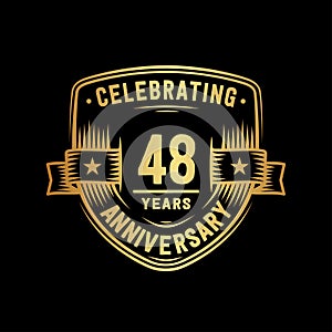 48 years anniversary celebration shield design template. 48th anniversary logo. Vector and illustration.