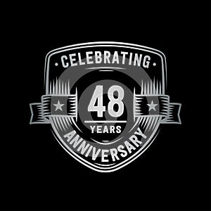 48 years anniversary celebration shield design template. 48th anniversary logo. Vector and illustration.