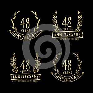 48 years anniversary logo collection. 48th years anniversary celebration hand drawn logotype. Vector and illustration.