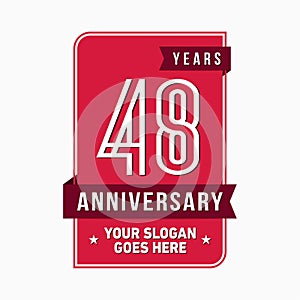 48 years celebrating anniversary design template. 48th logo. Vector and illustration.