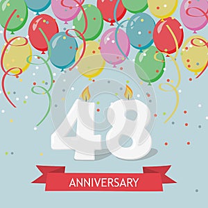 48 years selebration. Happy Birthday greeting card