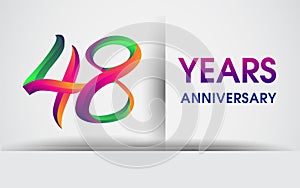 48th Anniversary celebration logo, colorful design logotype isolated on white background