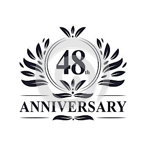 48th Anniversary celebration, luxurious 48 years Anniversary logo design.