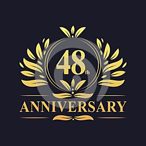 48th Anniversary Design, luxurious golden color 48 years Anniversary logo