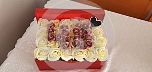 48th anniversary gift box with white roses