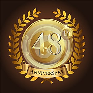 48th golden anniversary wreath ribbon logo