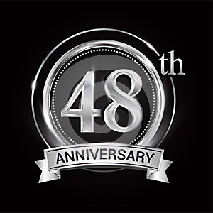 48th silver anniversary logo with ribbon and ring
