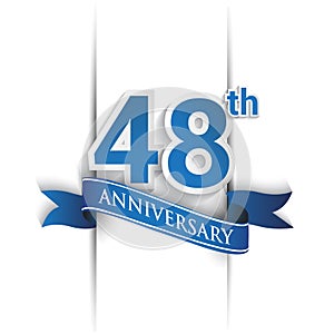 48th years anniversary logo, blue colored vector design on white background. template for Poster or brochure and invitation card