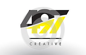 497 Black and Yellow Number Logo Design.
