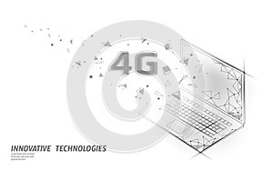 4G new wireless internet wifi connection. Laptop mobile device isometric 3d flat. Global network high speed innovation