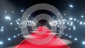 4k 3D red carpet, flash lights animation