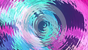 4K 3D render of blue purple abstract pattern of liquid ripples rotation. Seamless loop colorful circle rings wave animation.