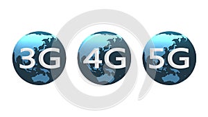 4k 3G,4G,5G symbol with rotateing earth,web tech background.