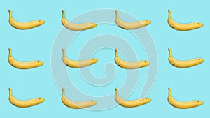 4K 60FPS Bananas on the Blue Background - Horizontal Animation