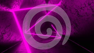 4K Abstract seamless looped animation of pink neon ray, glowing light tubes
