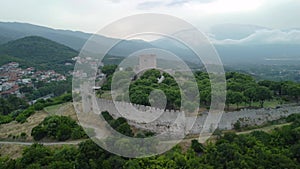 4K Aerial ascending video footage of Platamon fortress in Greece