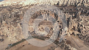 4k aerial drone footage of Cappadocia in central Turkey and its distinctive â€œfairy chimneys â€