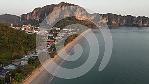 4K Aerial Footage of Aonang Beach in Ao Nang, Krabi