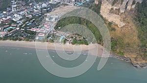 4K Aerial Footage of Aonang Beach in Ao Nang, Krabi Featuring Paragliding