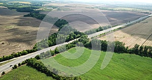 4K aerial of an interstate highway in the Russia