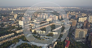 4K. Aerial view. Facade of modern building in the center of Pecherski district Kiev. 4k 4096 x 2160