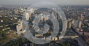 4K. Aerial view. Facade of modern building in the center of Pecherski district Kiev. 4k 4096 x 2160