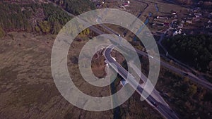 4K aerial view flight over highway.