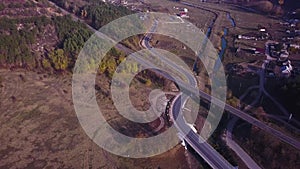 4K aerial view flight over highway