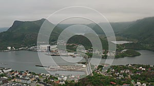 4K aerial view Lofoten islands. Norway