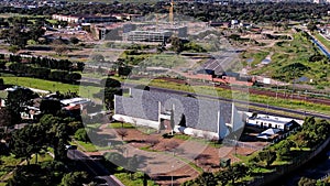 4K Aerial view of the Masonic Centre in Pinelands