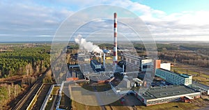 4K Aerial view of thermoelectric plant. Latvia