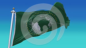 4k African Union flag,cloth texture seamless loop background.