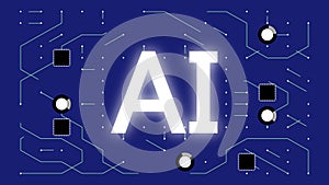 4k Ai symbol,a futuristic circuit board with moving electrons,electronic connections.