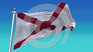 4k Alabama flag,state in United States America,cloth texture loop background.