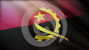 4k Angola National flag wrinkles wind in Angolan seamless loop background.