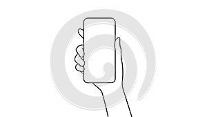 4K animation of line drawing holding a smartphone