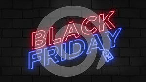 4K Animation Loop Black Friday Sale neon text Glowing neon sign advertising