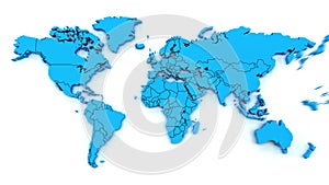 4k animation of world map with individual countries