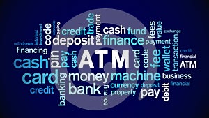 4k ATM Animated Tag Word Cloud,Text Design Animation typography seamless loop.