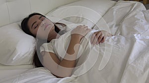 4k, Attractive asian woman lying in the bed