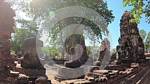 4k Ayutthaya Historical Park,Wat Chaiwatthanaram Buddhist temple in Thailand.