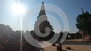 4k Ayutthaya Historical Park,Wat Chaiwatthanaram Buddhist temple in Thailand.